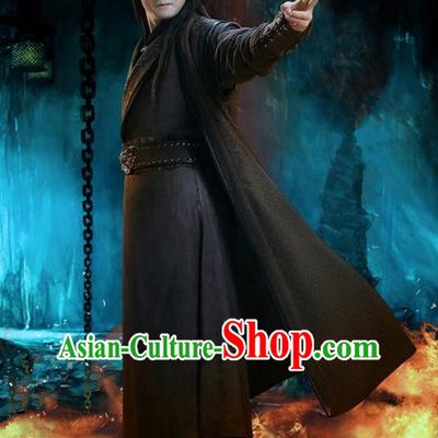 Traditional Ancient Chinese Swordsman Costume, Chinese Jiang hu Taoist Priest Dress, Cosplay Chinese Television Drama Jade Dynasty Qing Yun Faction Michinaga Hanfu Clothing for Men