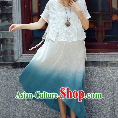 Traditional Chinese Costume, Elegant Hanfu Clothing White Blouse and Dress, China Tang Suit Blouse and Skirt Complete Set for Women