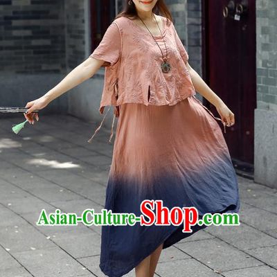 Traditional Chinese Costume, Elegant Hanfu Clothing Pink Blouse and Dress, China Tang Suit Blouse and Skirt Complete Set for Women