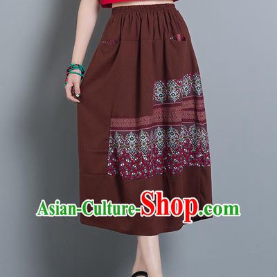 Traditional Ancient Chinese National Pleated Skirt Costume, Elegant Hanfu Embroidery Long Red Buds Skirt, China Tang Suit Bust Skirt for Women