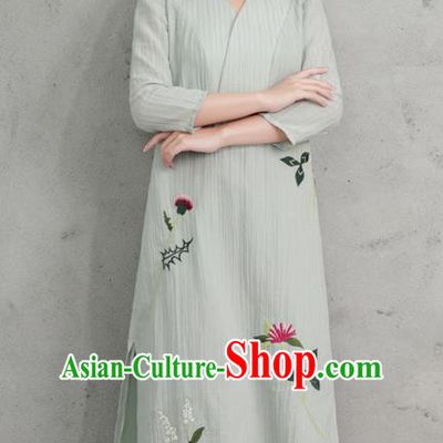 Traditional Ancient Chinese National Costume, Elegant Hanfu Mandarin Qipao Embroidery Dress, China Tang Suit Chirpaur Elegant Dress Clothing for Women
