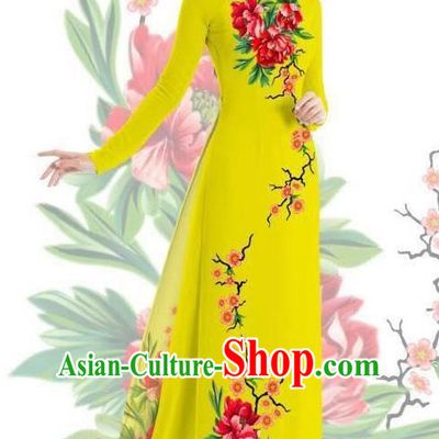 Top Grade Asian Vietnamese Traditional Dress, Vietnam Bride Ao Dai Dress, Princess Wedding Printing Two-piece Dress Cheongsam Clothing for Women