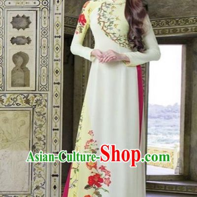 Top Grade Asian Vietnamese Traditional Dress, Vietnam Bride Ao Dai Dress, Princess Wedding Lace Dress and Pants Cheongsam Clothing for Women