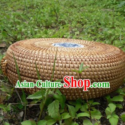 Top Asian Vietnamese Traditional Rattan Plaited Articles, Vietnam Round Tea Caddy Handicraft Candy Canister