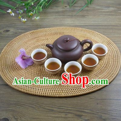 Top Asian Vietnamese Traditional Rattan Plaited Articles Insulation Mat, Vietnam Handicraft Teacup Mat Tea Tray
