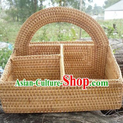 Top Asian Vietnamese Traditional Rattan Plaited Articles Wine Storage Box, Vietnam Handicraft Basket