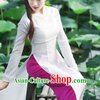 Top Grade Asian Vietnamese Traditional Dress, Vietnam Bride Ao Dai Dress, Vietnam Princess Wedding White Dress Cheongsam Clothing for Women