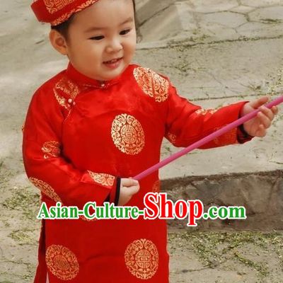 Top Grade Asian Vietnamese Traditional Dress, Vietnam National Children Ao Dai Dress, Vietnam Girls Red Dress Cheongsam Clothing for Kids
