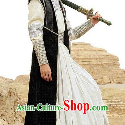 Chinese Ancient Tang Dynasty Swordsman Costume and Headpiece Complete Set, Fighter of the Destiny Traditional Chinese Ancient Nobility Childe Prince Clothing for Men