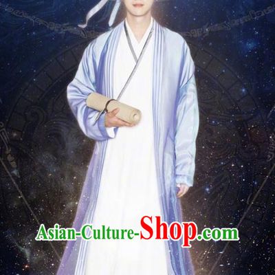 Chinese Ancient Tang Dynasty Scholar Costume and Headpiece Complete Set, Fighter of the Destiny Traditional Chinese Ancient Nobility Childe Prince Clothing for Men