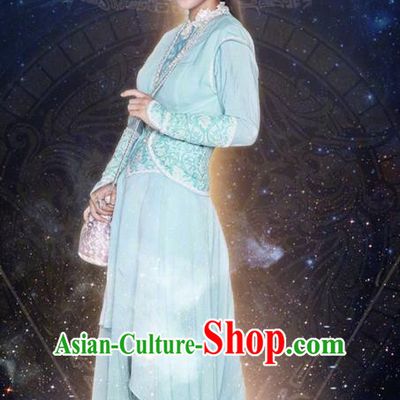 Asian Chinese Ancient Tang Dynasty Young Lady Costume and Headwear, Fighter of the Destiny Traditional Chinese Ancient Peri Princess Clothing Complete Set