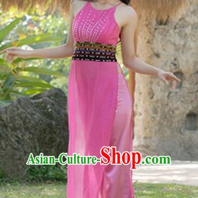 Top Grade Asian Vietnamese Traditional Dress, Vietnam National Young Lady Ao Dai Dress, Vietnam Bride Pink Cheongsam and Pants Wedding Clothing for Women
