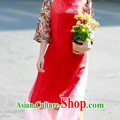Top Grade Asian Vietnamese Traditional Dress, Vietnam National Farmwife Ao Dai Dress, Vietnam Blue Ao Dai Cheongsam Full Dress Clothing for Woman
