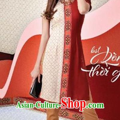 Traditional Top Grade Asian Vietnamese Dress, Vietnam National Female Ao Dai Dress Women Cheongsam Clothing