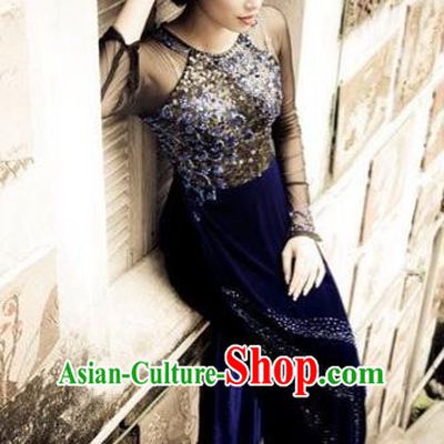 Traditional Top Grade Asian Vietnamese Dress, Vietnam National Female Handmade Ao Dai Dress Women Lace Full Dress Ao Dai Cheongsam Clothing