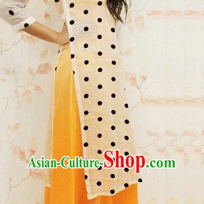 Traditional Top Grade Asian Vietnamese Dress, Vietnam National Female Handmade Ao Dai Dress Women White Dress Ao Dai Cheongsam Clothing