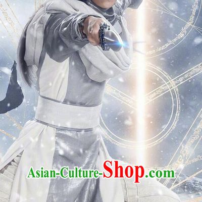 Chinese Ancient Tang Dynasty Prince Swordsman Costume and Headwear Complete Set, Fighter of the Destiny Traditional Chinese Ancient Kawaler Clothing for Men