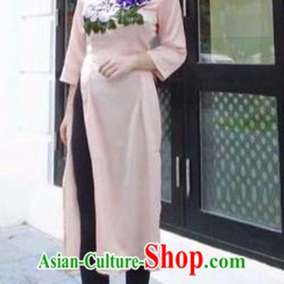 Traditional Top Grade Asian Vietnamese Costumes, Vietnam National Female Handmade Ao Dai Dress Cheongsam Purple Flowers Clothing for Women