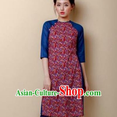 Traditional Top Grade Asian Vietnamese Costumes Dance Dress, Vietnam National Women Ao Dai Dress Cheongsam Clothing