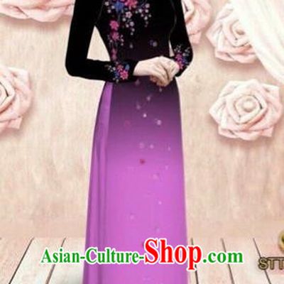 Traditional Top Grade Asian Vietnamese Costumes Dance Dress, Vietnam National Female Handmade Rose Ao Dai Dress Cheongsam Clothing for Women