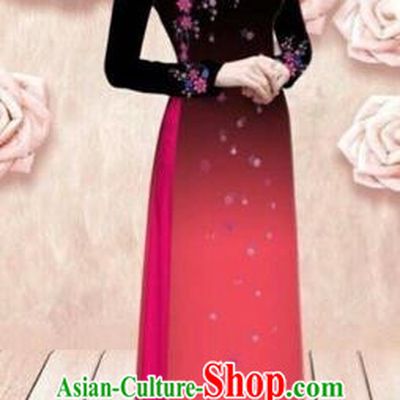 Traditional Top Grade Asian Vietnamese Costumes Dance Dress, Vietnam National Female Handmade Red Ao Dai Dress Cheongsam Clothing for Women