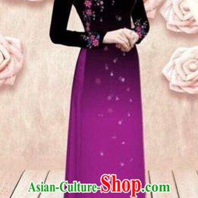 Traditional Top Grade Asian Vietnamese Costumes Dance Dress, Vietnam National Female Handmade Purple Ao Dai Dress Cheongsam Clothing for Women