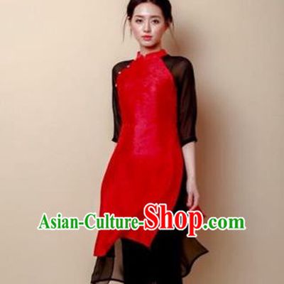 Traditional Top Grade Asian Vietnamese Costumes Dance Dress, Vietnam National Female Handmade Wedding Bride Red Ao Dai Dress Cheongsam Clothing for Women