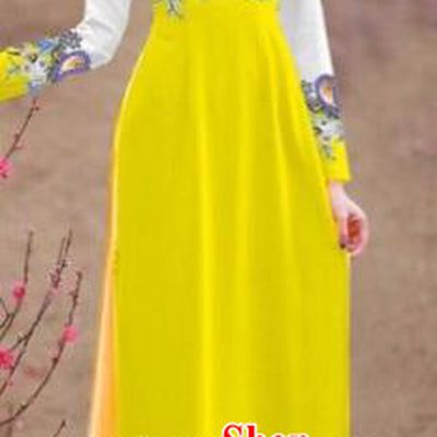 Traditional Top Grade Asian Vietnamese Costumes Handmade Dance Dress, Vietnam National Female Printing Yellow Chiffon Ao Dai Dress Cheongsam Clothing for Women