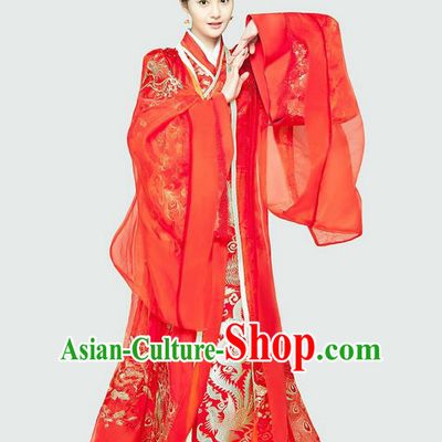 Traditional Chinese Ancient Tang Dynasty Bride Costumes and Handmade Headpiece Complete Set, China Ancient Peri Princess Wedding Dress Clothing for Women