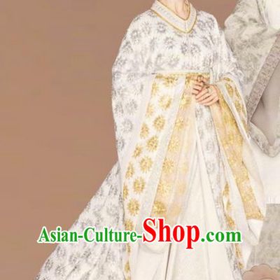 Chinese Ancient Tang Dynasty Imperial Consort Costume and Headwear, Fighter of the Destiny Chinese Ancient Rani Tailing Embroidered Clothing Complete Set