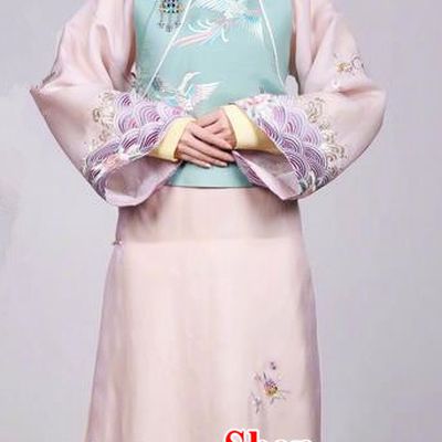 Traditional Chinese Ancient Qing Dynasty Imperial Princess Costume and Headwear Complete Set, Above The Clouds Chinese Mandarin Robes Palace Lady Embroidered Clothing for Women