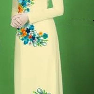 Traditional Top Grade Asian Vietnamese Costumes Classical Printing Flower Full Dress, Vietnam National Ao Dai Dress Light Yellow Cheongsam for Women