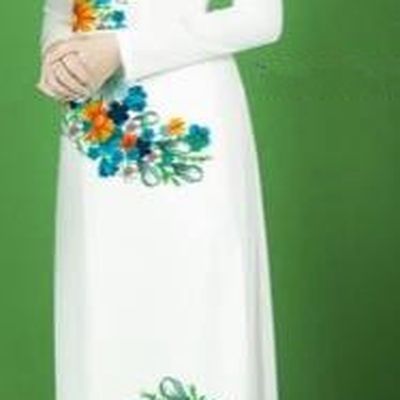Traditional Top Grade Asian Vietnamese Costumes Classical Printing Flower Full Dress, Vietnam National Ao Dai Dress White Cheongsam for Women