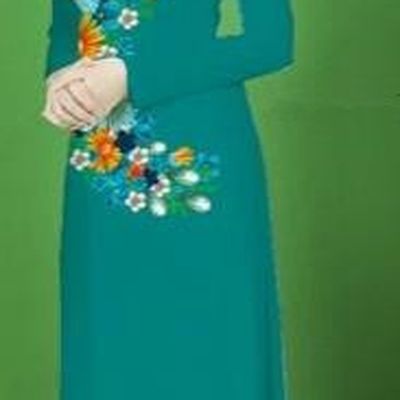 Traditional Top Grade Asian Vietnamese Costumes Classical Printing Flower Full Dress, Vietnam National Ao Dai Dress Peacock Blue Cheongsam for Women