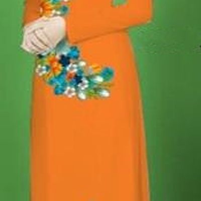 Traditional Top Grade Asian Vietnamese Costumes Classical Printing Flower Full Dress, Vietnam National Ao Dai Dress Orange Cheongsam for Women
