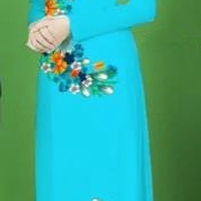 Traditional Top Grade Asian Vietnamese Costumes Classical Printing Flower Full Dress, Vietnam National Ao Dai Dress Blue Cheongsam for Women