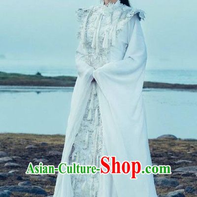 Traditional Chinese Ancient Shang Dynasty Princess Costume and Headwear, China Mythology Television Zhao Ge Ancient Goddess Clothing Complete Set for Women