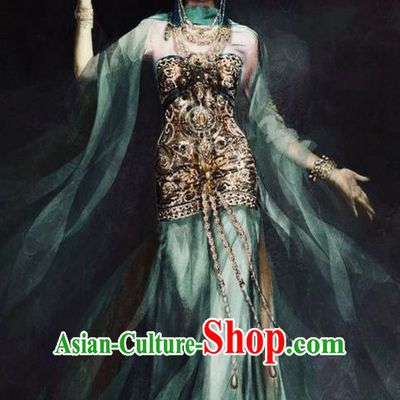 Traditional Chinese Ancient Shang Dynasty Su Daji Flying Dance Costume and Headwear, China Mythology Television Zhao Ge Ancient Palace Peri Clothing Complete Set for Women