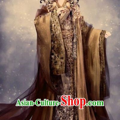 Traditional Chinese Ancient Shang Dynasty Imperial Queen Tailing Embroidered Costume, China Mythology Television Zhao Ge Ancient Palace Empress Clothing and Headpiece Complete Set for Women