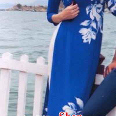 Traditional Top Grade Asian Vietnamese Costumes Classical Princess Painting Full Dress, Vietnam National Ao Dai Dress Blue Cheongsam for Women