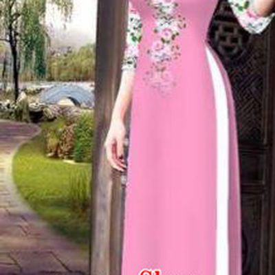Traditional Top Grade Asian Vietnamese Costumes Classical Princess Printing Flowers Cheongsam, Vietnam National Ao Dai Dress Pink Full Dress for Women