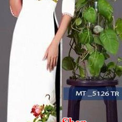 Traditional Top Grade Asian Vietnamese Costumes Classical Princess Printing Peony Flowers Cheongsam, Vietnam National Ao Dai Dress White Full Dress for Women