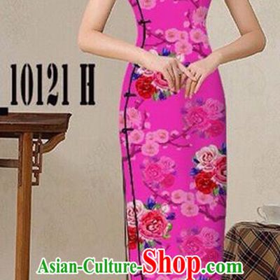 Traditional Top Grade Chinese Costumes Classical Catwalks Printing Princess Cheongsam, China National Rosy Chi-pao Dress for Women