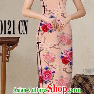 Traditional Top Grade Chinese Costumes Classical Catwalks Printing Princess Cheongsam, China National Orange Chi-pao Dress for Women