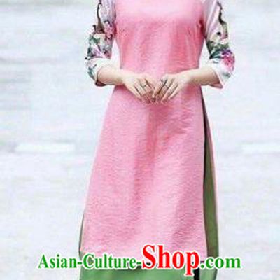 Traditional Top Grade Asian Vietnamese Costumes Classical Bride Toast Cheongsam, Vietnam National Pink Ao Dai Dress for Women