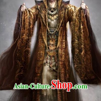 Traditional Chinese Ancient Shang Dynasty Imperial Emperor Costume, China Mythology Television Zhao Ge Ancient Majesty Robes Clothing and Handmade Headpiece Complete Set