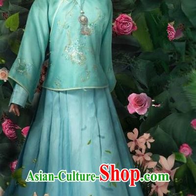 Traditional Ancient Chinese Qing Dynasty Young Lady Costume, Chinese Manchu Mandarin Palace Princess Clothing and Handmade Headpiece Complete Set for Women