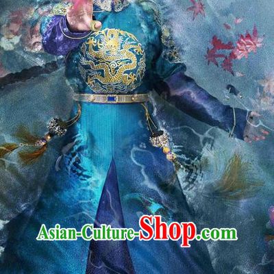 Traditional Ancient Chinese Qing Dynasty Young Prince Costume, Chinese Manchu Mandarin Robes Imperial Nobility Embroidered Clothing for Men