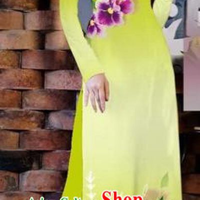 Traditional Top Grade Asian Vietnamese Costumes Classical Painting Flowers Kelly Cheongsam, Vietnam National Vietnamese Young Lady Bride Wedding Ao Dai Dress