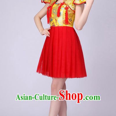 Top Grade Professional Performance Catwalks Costume, Children Chorus Full Dress Peacock Dance Little Princess Pink Bubble Dress for Girls Kids